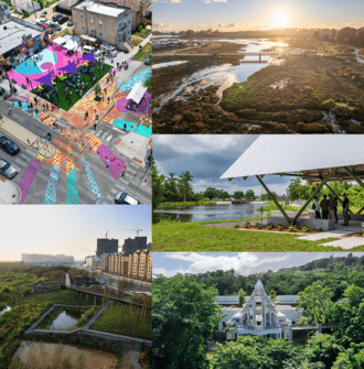 A collage of five landscape projects selected for the 2026 CSI program