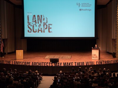 LAF's Barbara Deutsch welcomes over 700 attendees to the Summit on Landscape Architecture and the Future