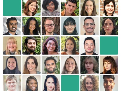 A grid with headshots of the 27 students who won LAF scholarships in 2022