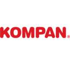 Logo with the word 'KOMPAN' written in bold, red, uppercase, rounded letters. A registered trademark symbol is after the N
