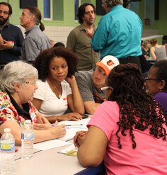 Diverse residents discuss issues at a Patterson Park Community Meeting