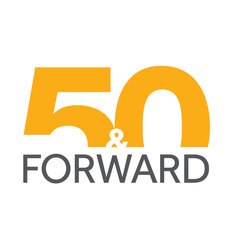 Logo text saying 50 & Forward