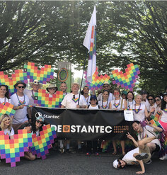 Stantec employees pose at an LGBTQ Pride celebration
