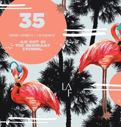 Ridiculous graphic with flamingos and palm trees