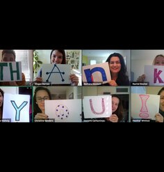 LAF Staff spells out "Thank You" via virtual conferencing