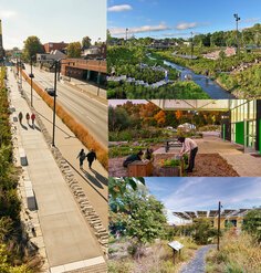 A collage of four landscape projects selected for the 2025 CSI program